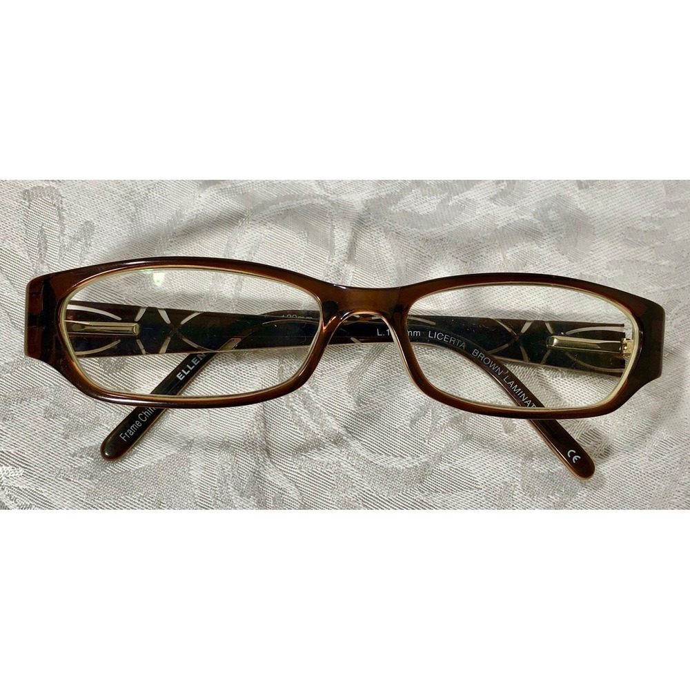 Ellen Tracy Licerta Brown Laminate Rectangular Eyeglasses Frames Women 50-16-135
